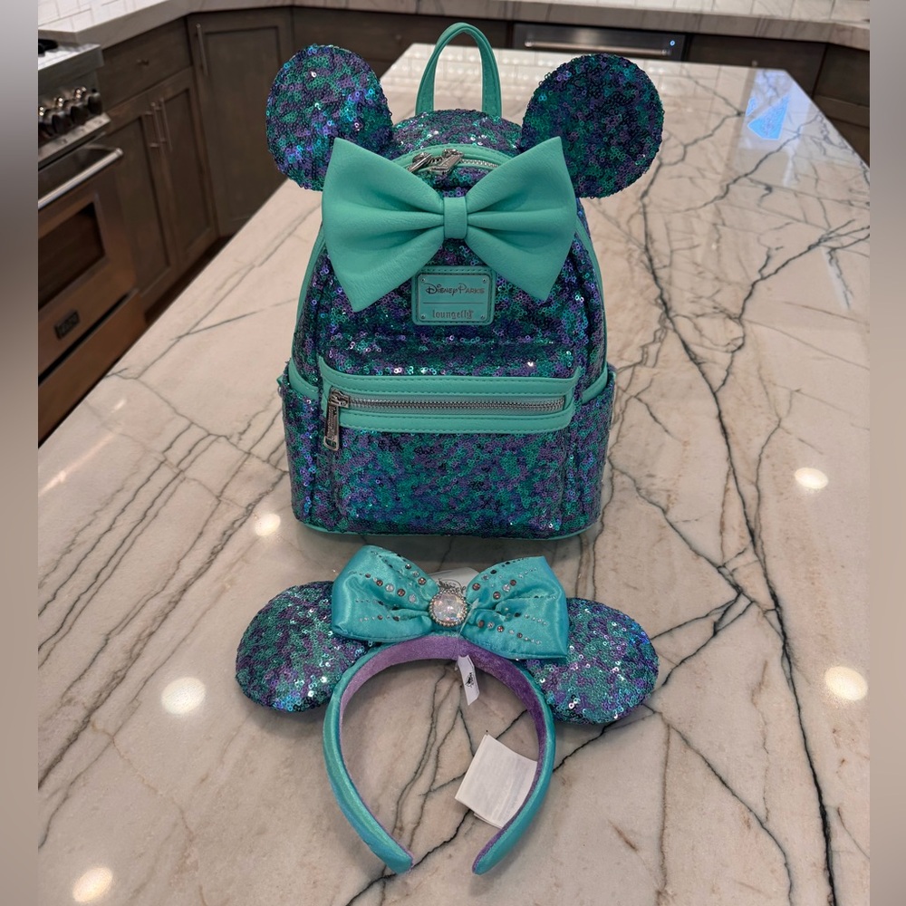 NWT Loungefly Disneyland Sequin & Teal Set
